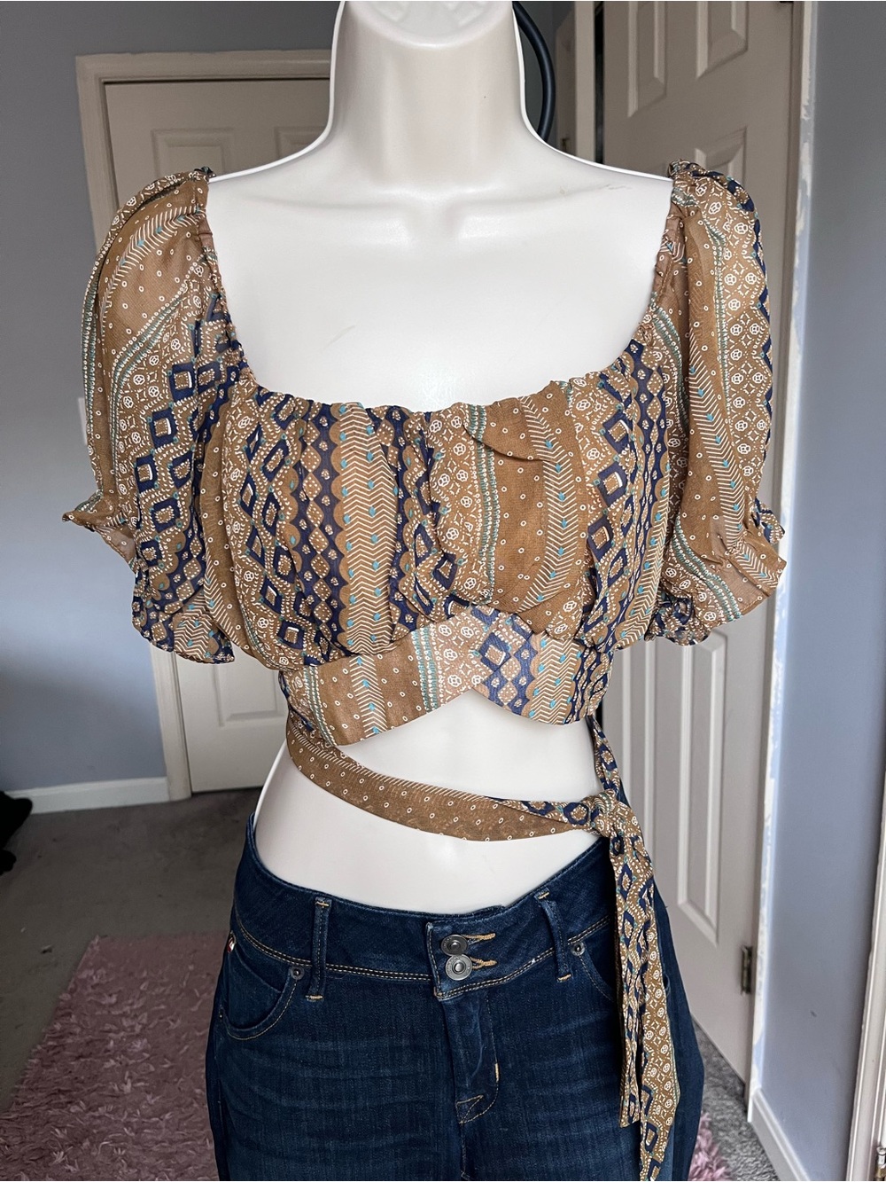 Papaya Boho Wrap Crop Top